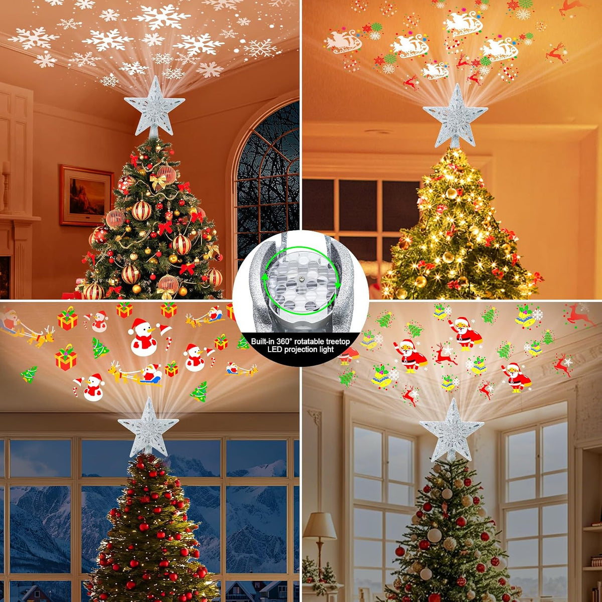 [Brand Name] Christmas Tree Topper Projector – Minimalist Holiday Decor with One Clean Light Element