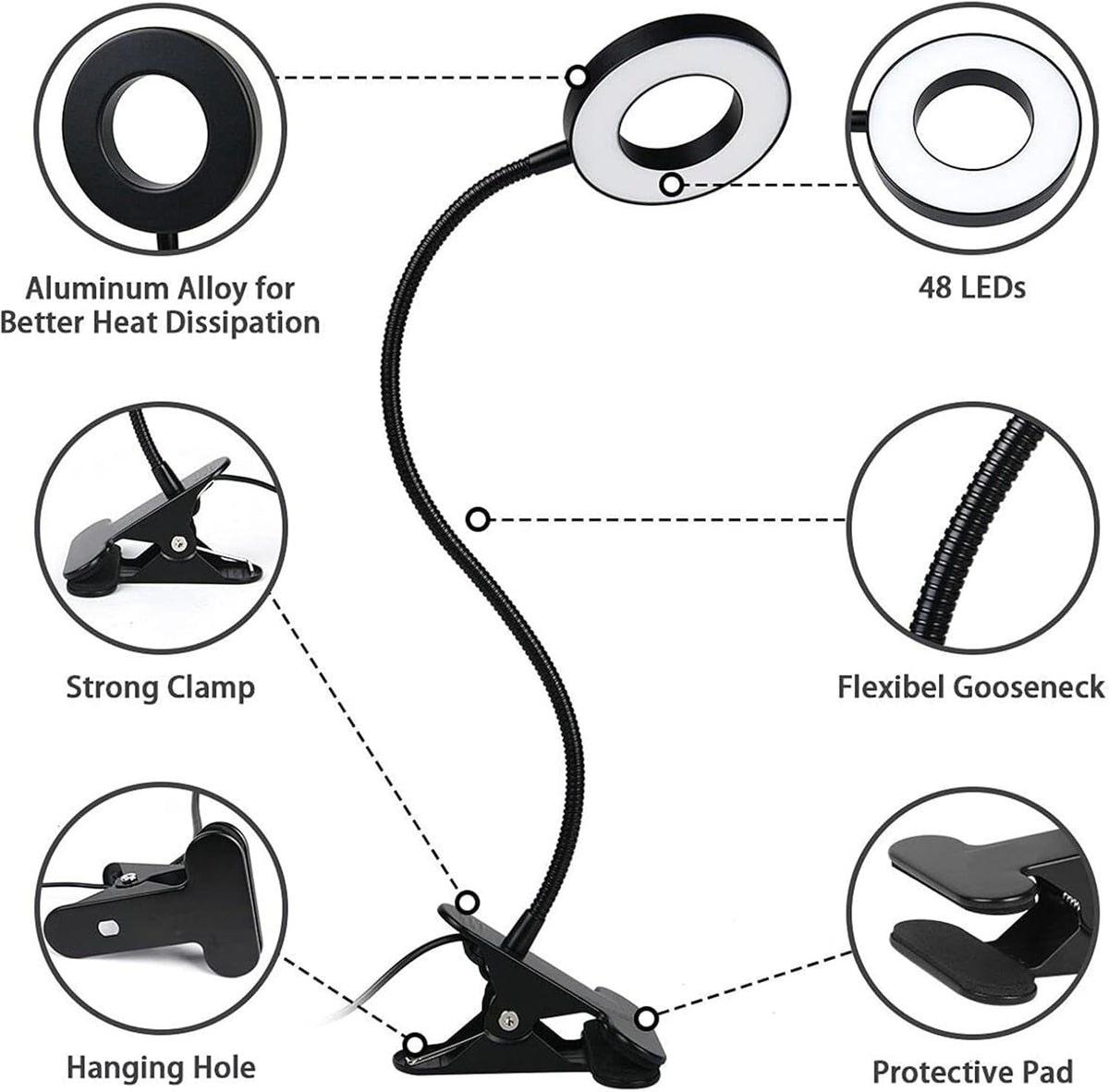 [Brand Name] LED Study Lamp – Dorm Desk Light for Late Night Assignments, Flexible Gooseneck Eye Protection USB