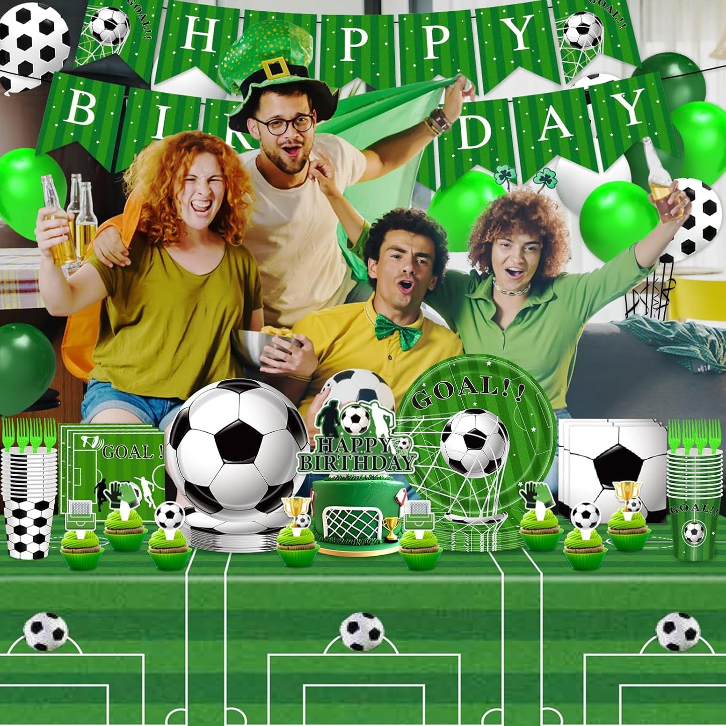 Brand Name Soccer Party Decorations – 143-Piece Birthday Gift Set for Soccer-Obsessed Kids, Complete Theme Kit Serves 24 Guests