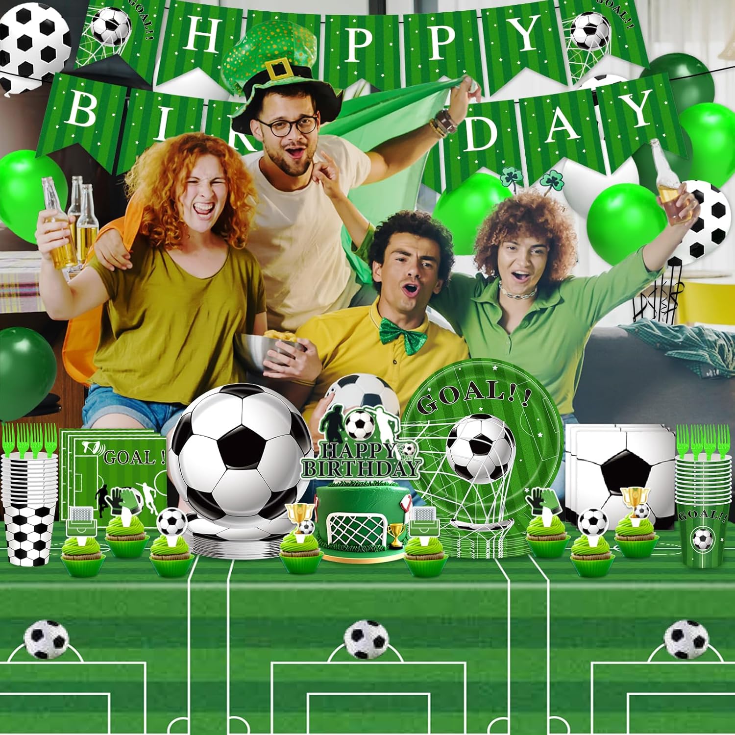 Brand Name Soccer Party Decorations – 143-Piece Birthday Gift Set for Soccer-Obsessed Kids, Complete Theme Kit Serves 24 Guests