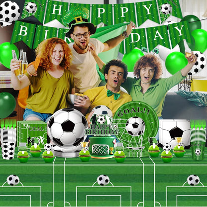 Brand Name Soccer Party Decorations – 143-Piece Birthday Gift Set for Soccer-Obsessed Kids, Complete Theme Kit Serves 24 Guests