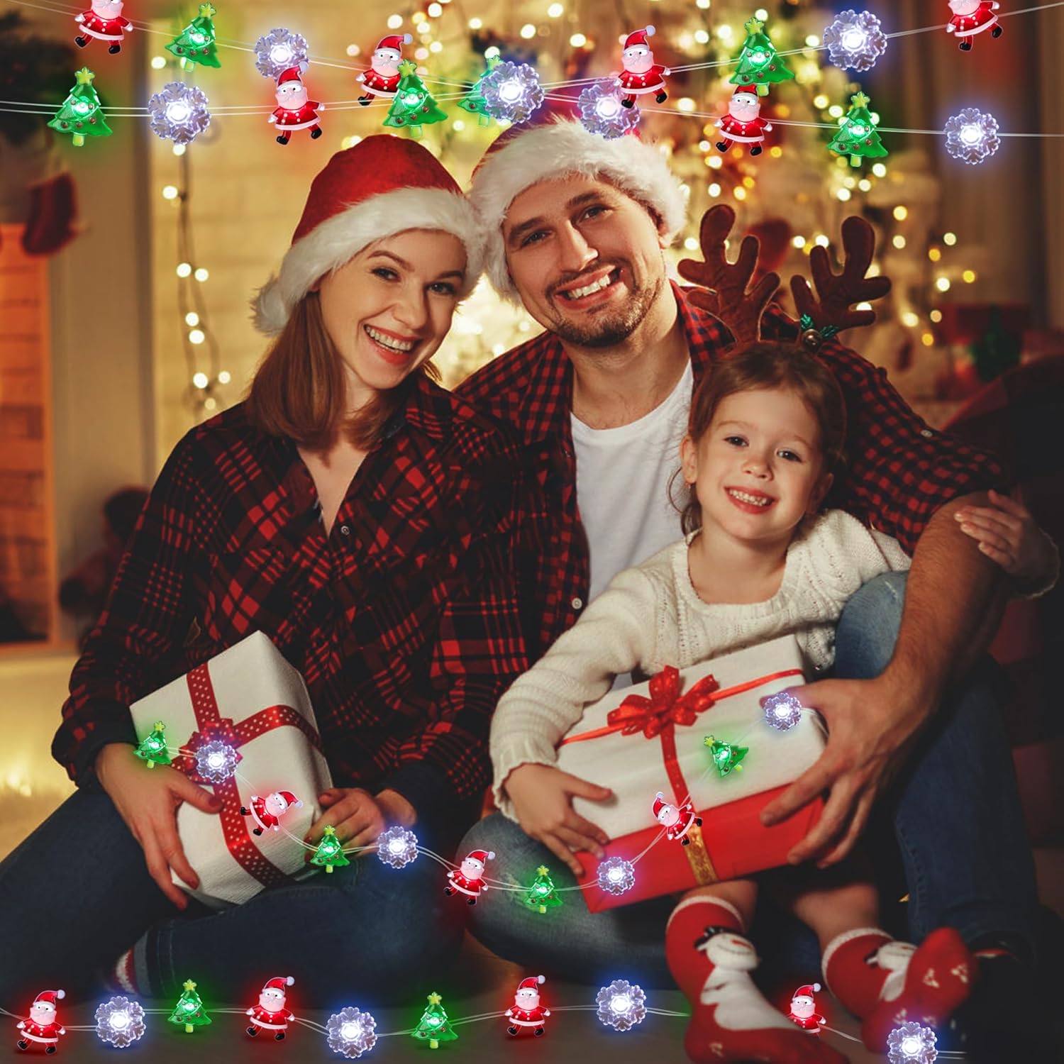 [BRAND] Santa Tree Snowflake LED String Lights – Cozy Bedroom and Living Room Christmas Aesthetic Decor