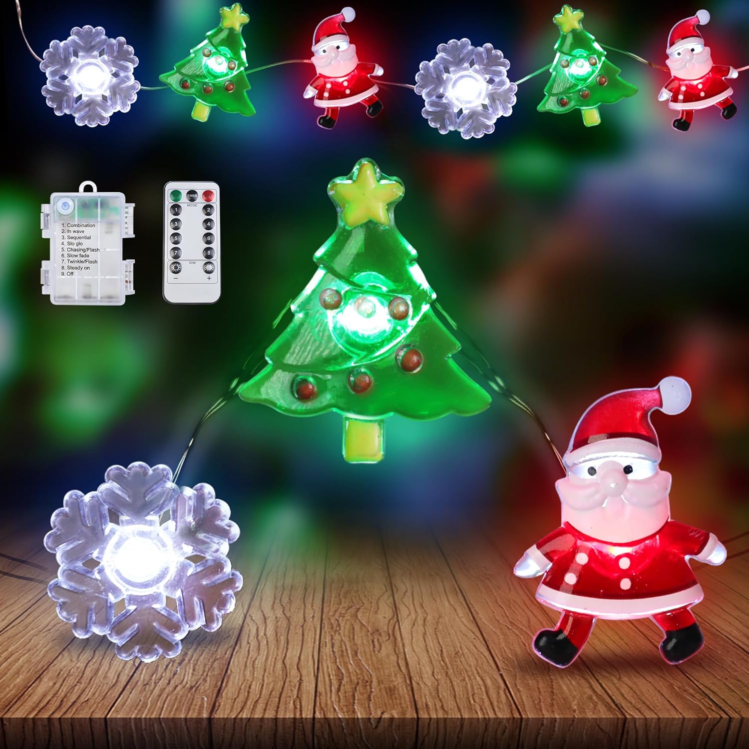 [BRAND] Santa Tree Snowflake LED String Lights – Cozy Bedroom and Living Room Christmas Aesthetic Decor