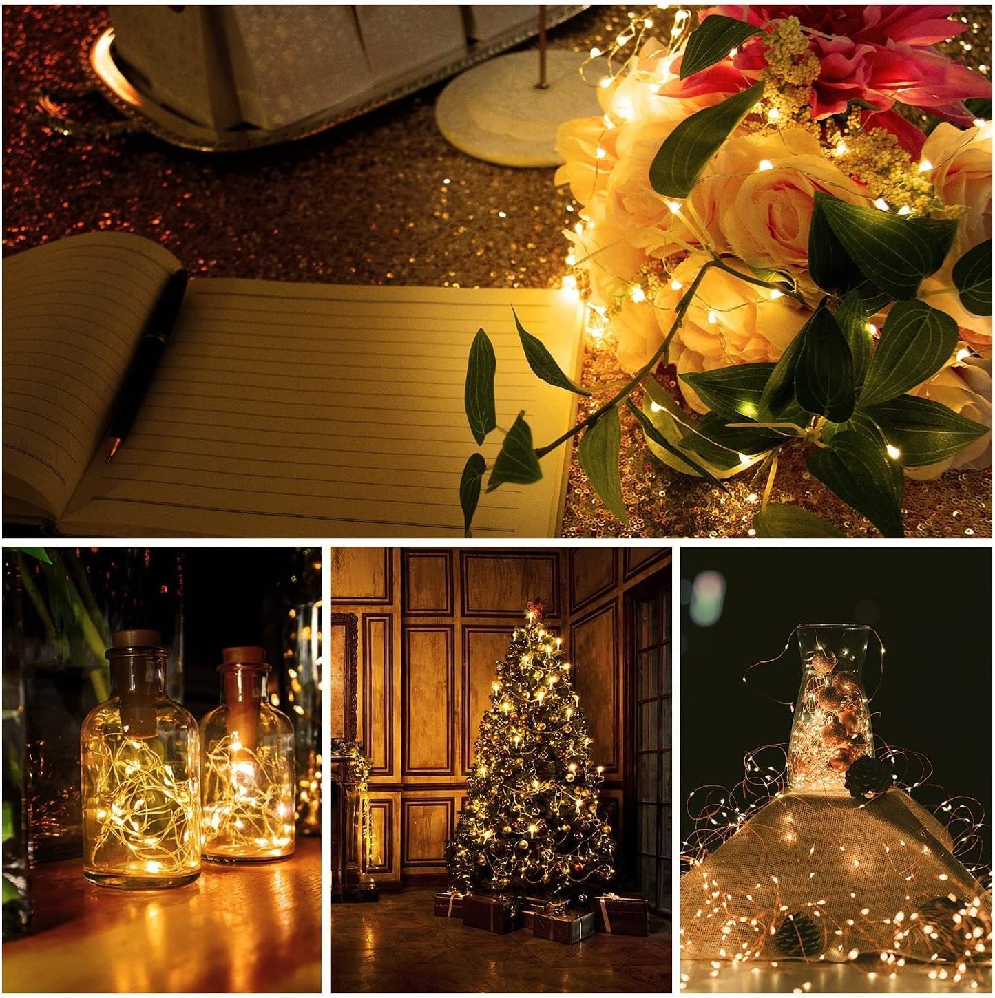 Brightever 12 Pack Fairy Lights 7ft – Cozy Bedroom Decor with Warm White Glow, Battery Operated Copper Wire String Lights for Living Room Aesthetic
