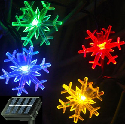 Brightever Solar Snowflake String Lights 20 Ft 30 LED – Warm White Hanging Decor for Reading Nook, Mantel and Apartment Aesthetic
