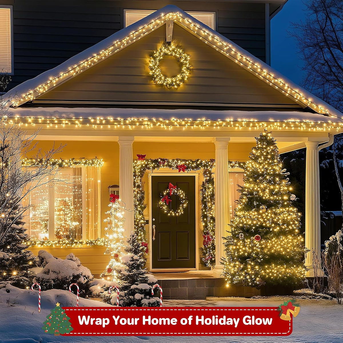 Brightown 66ft Warm White String Lights – Cozy Bedroom Accent Lighting with 8 Modes and 6h Timer