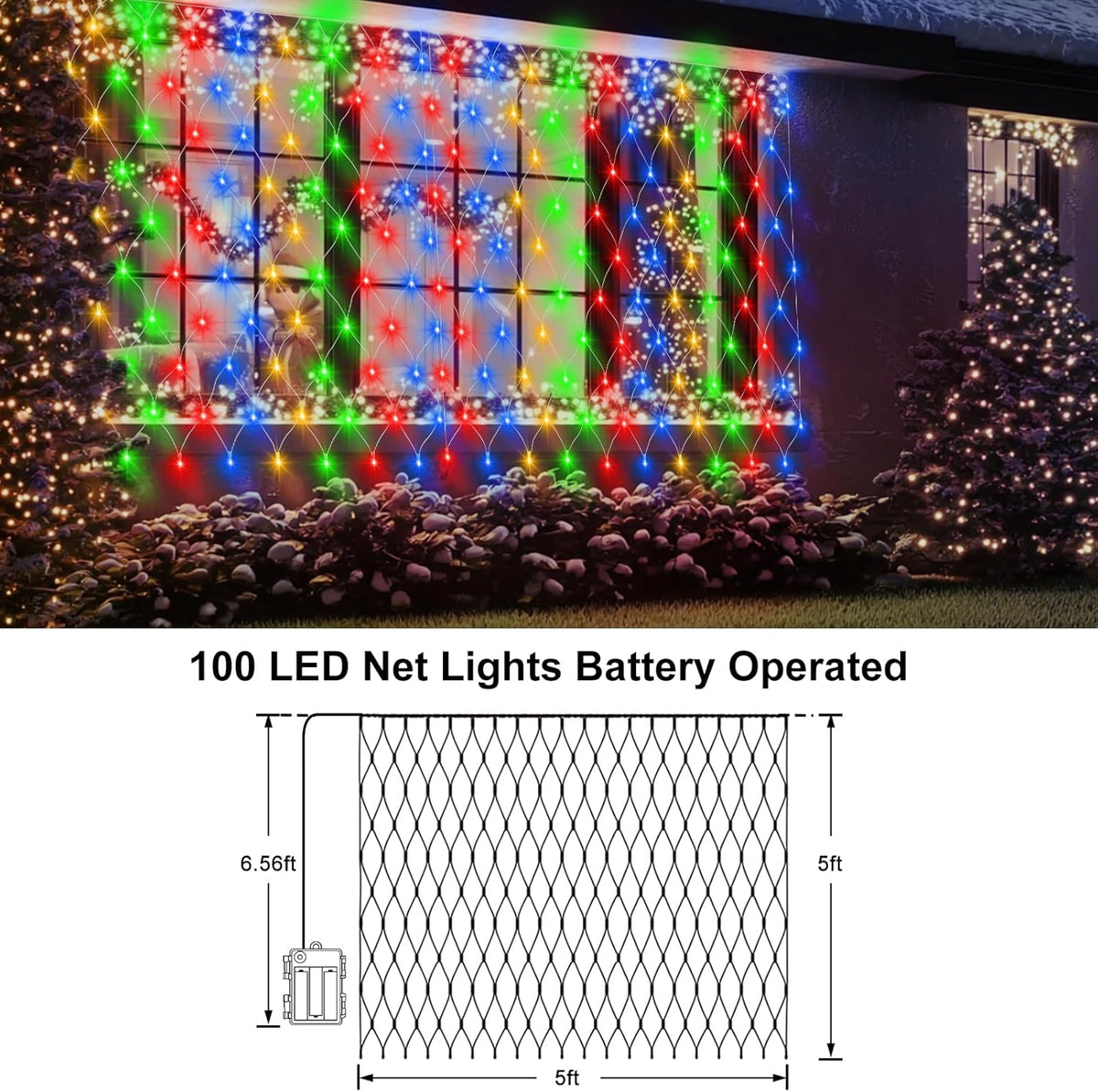 Brightown LED Net Lights Single Cordless Design – Clean Minimalist Holiday Decor for Uncluttered Spaces