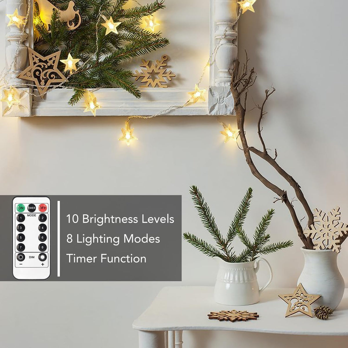 Brightown Star String Lights – Safe Nursery Nightlight for Baby Room and Crib Decor, 50 LED Battery Operated with Auto Timer