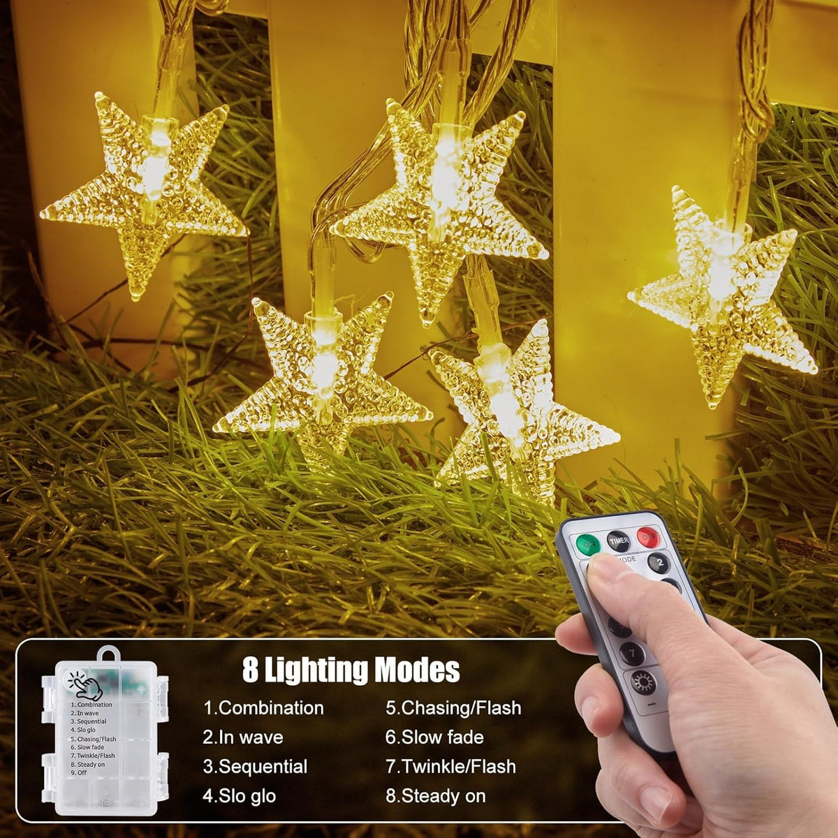Brightown Star String Lights – Safe Nursery Nightlight for Baby Room and Crib Decor, 50 LED Battery Operated with Auto Timer