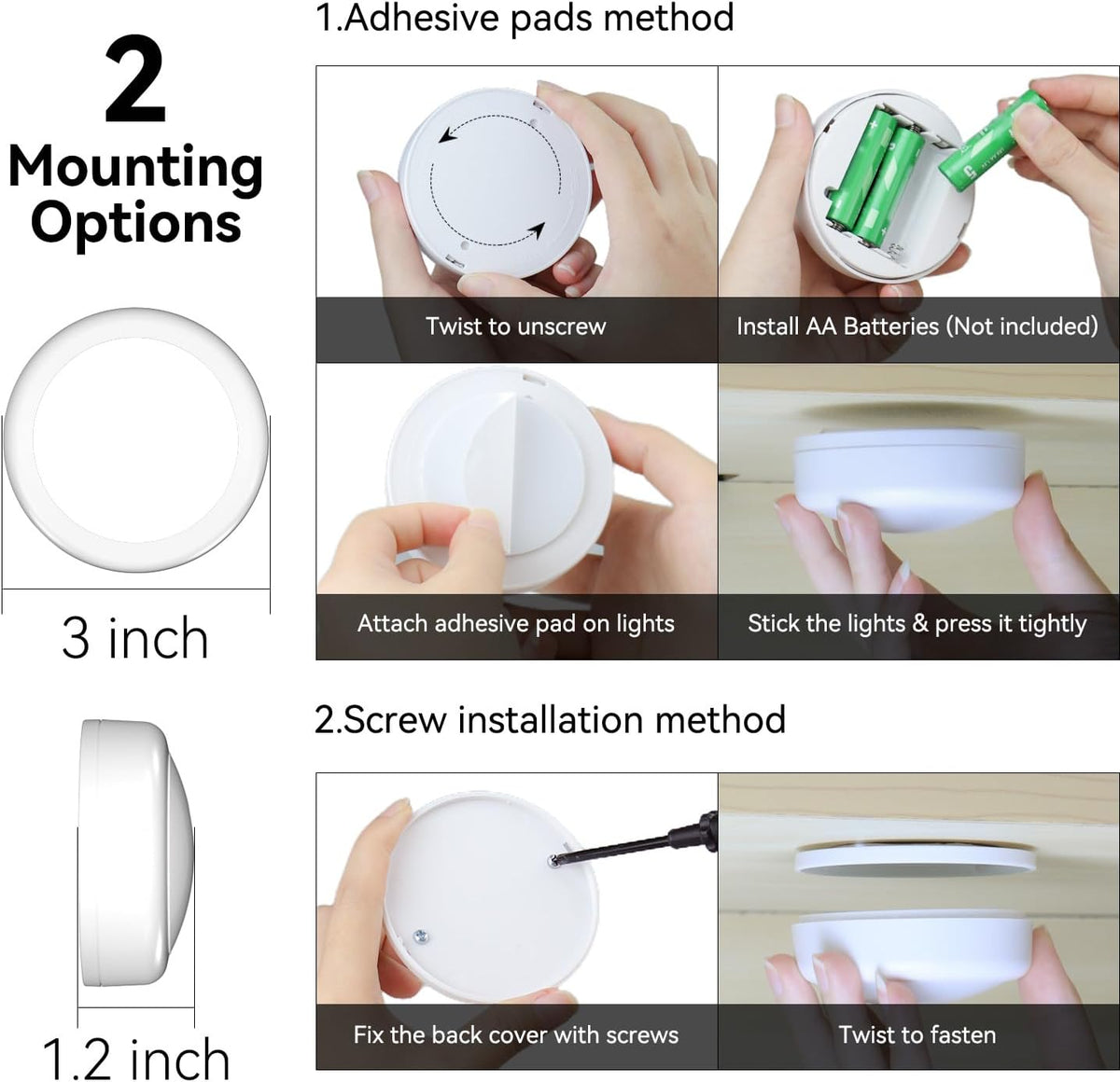 Brilliant Evolution Minimalist LED Puck Lights with Remote, 3M Adhesive Mount for Effortless Intentional Home Setup