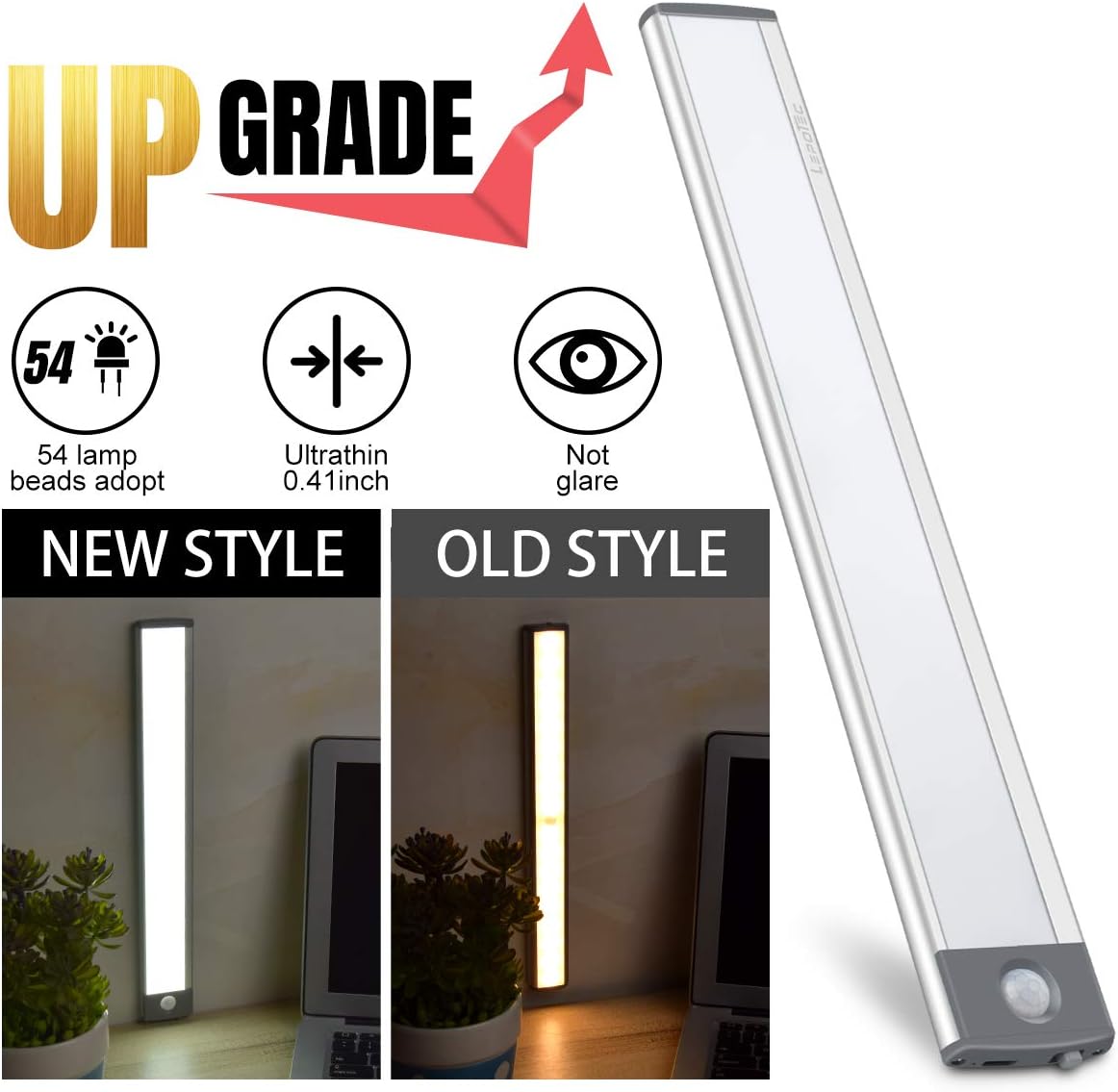 Brilliant Evolution Motion Light Bar – Warm White Ambient Lighting for Bedroom and Living Room Decor, Slim Aluminum Wall Sconce Style