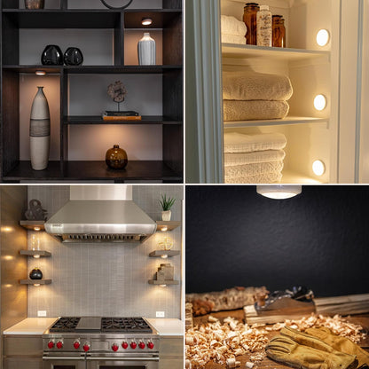 Brilliant Evolution Wireless LED Puck Light 3 Pack – Clean Under Cabinet Task Lighting with Cordless Stick-On Design