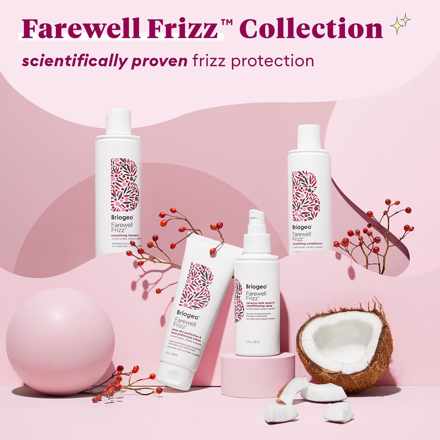 Briogeo Farewell Frizz Blow Dry Perfection Crème – Clean-Formula Heat Protectant, 450°F Thermal Defense for Daily Styling