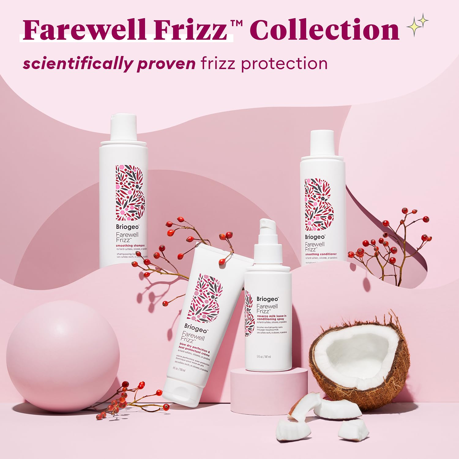 Briogeo Farewell Frizz Blow Dry Perfection Crème – Clean-Formula Heat Protectant, 450°F Thermal Defense for Daily Styling