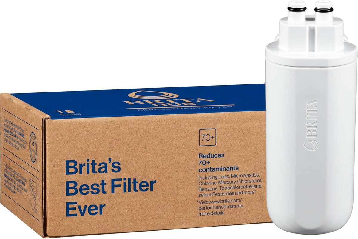 Brita Hub Replacement Water Filter – White Countertop Filter for Modern Kitchens and Dining Areas, 6-Month Filter