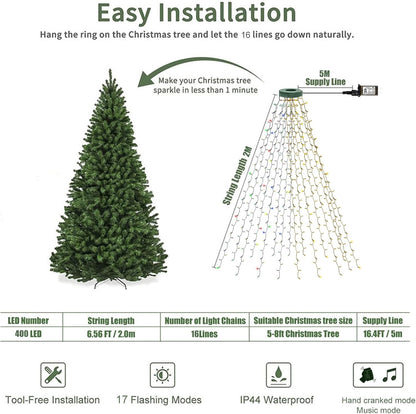 BrizLabs 400 LED Tree Lights – Housewarming Christmas Gift for Mom with DIY Custom Modes
