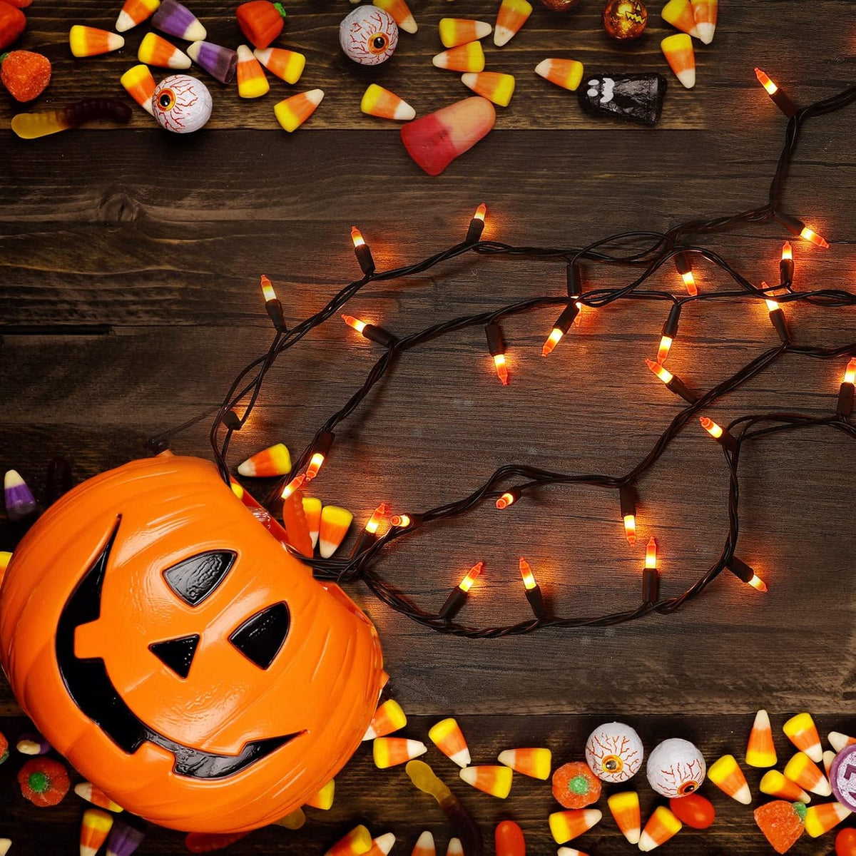 Brizled Candy Corn String Lights – Child-Safe Kids Bedroom Window Decor, Flameless Family Halloween Glow
