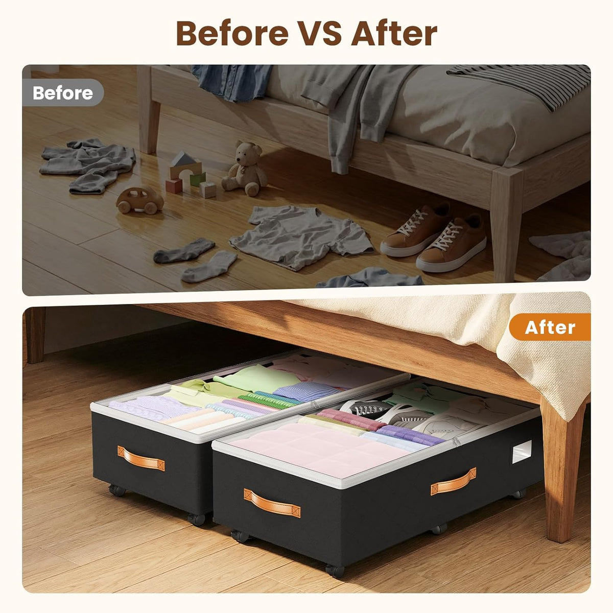 Budding Joy Folding Underbed Storage – Time-Saving Organizer for Student Living Spaces