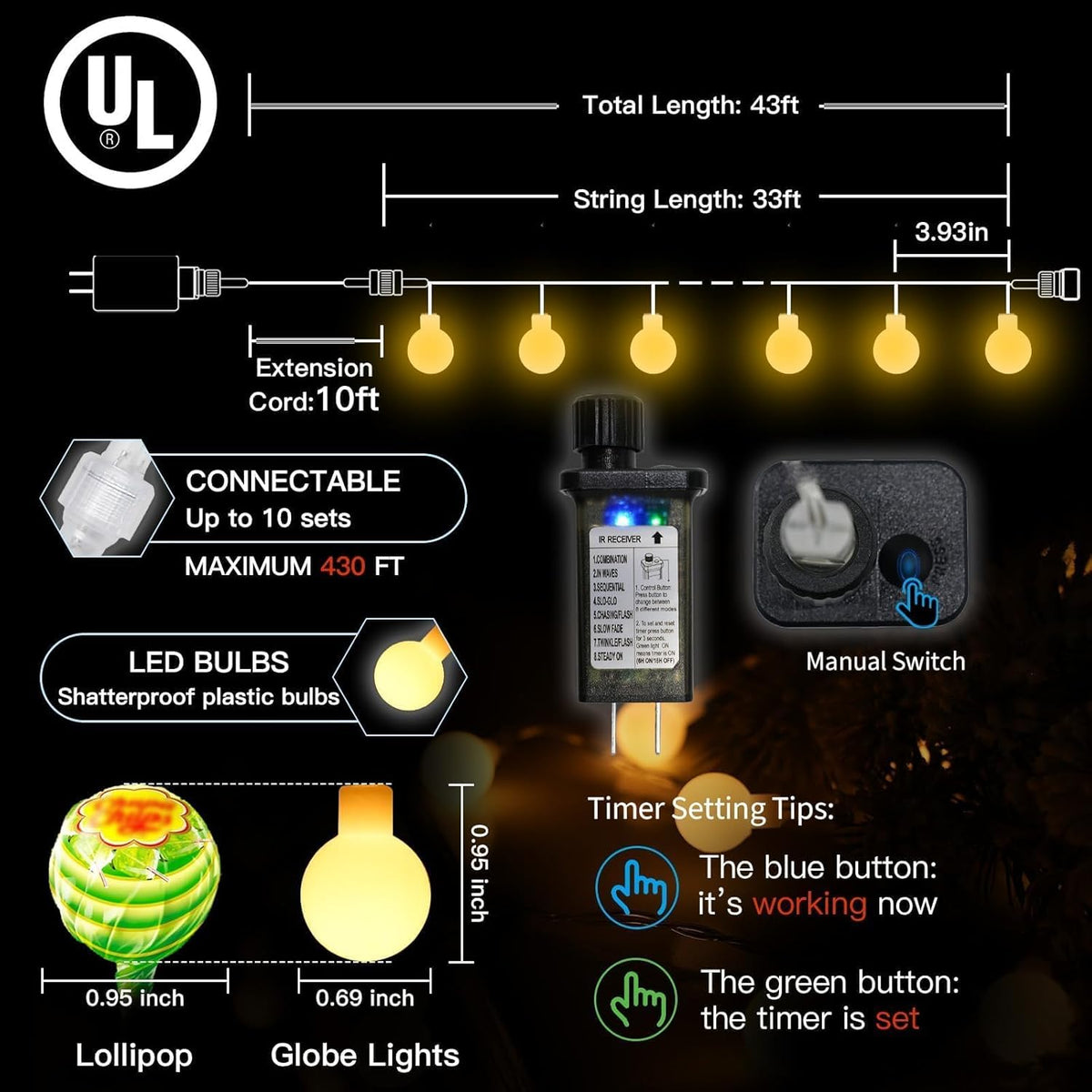 built-in 6-hour on / 18-hour off auto timer
