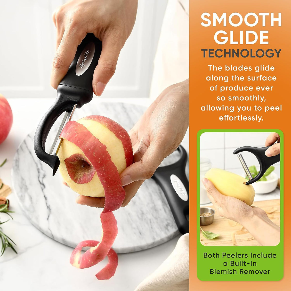 built-in blemish remover on both peelers