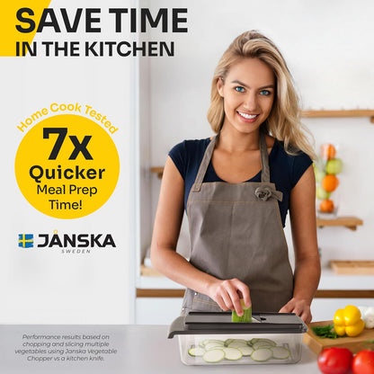 built-in catch container for mess-free chopping