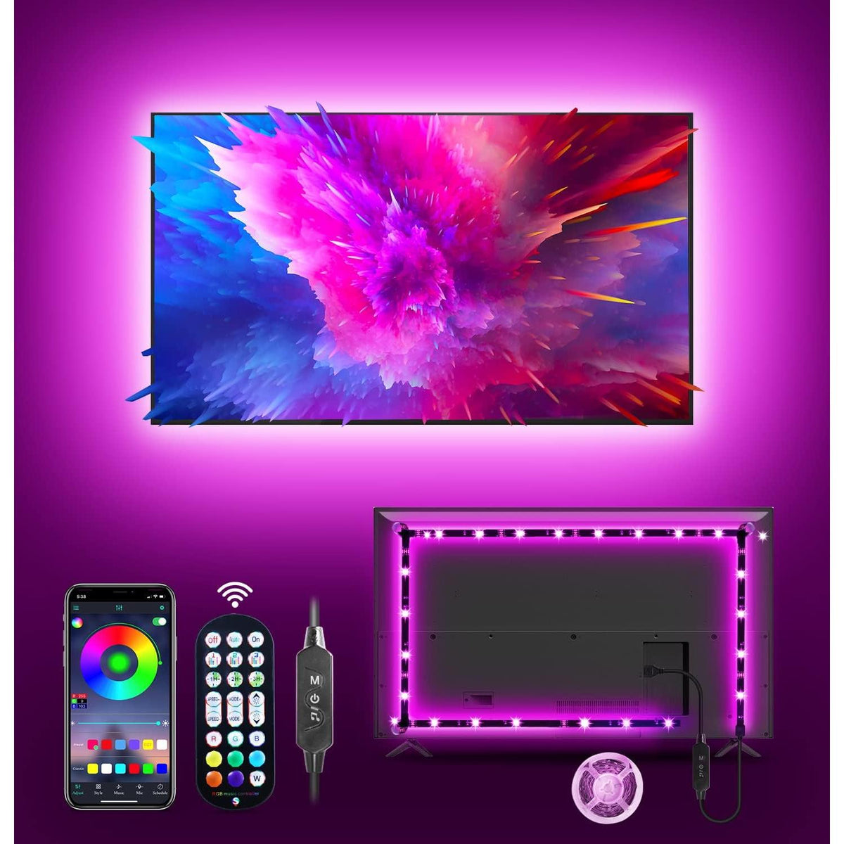 built-in high-sensitivity microphone enabling music-sync color changes via app