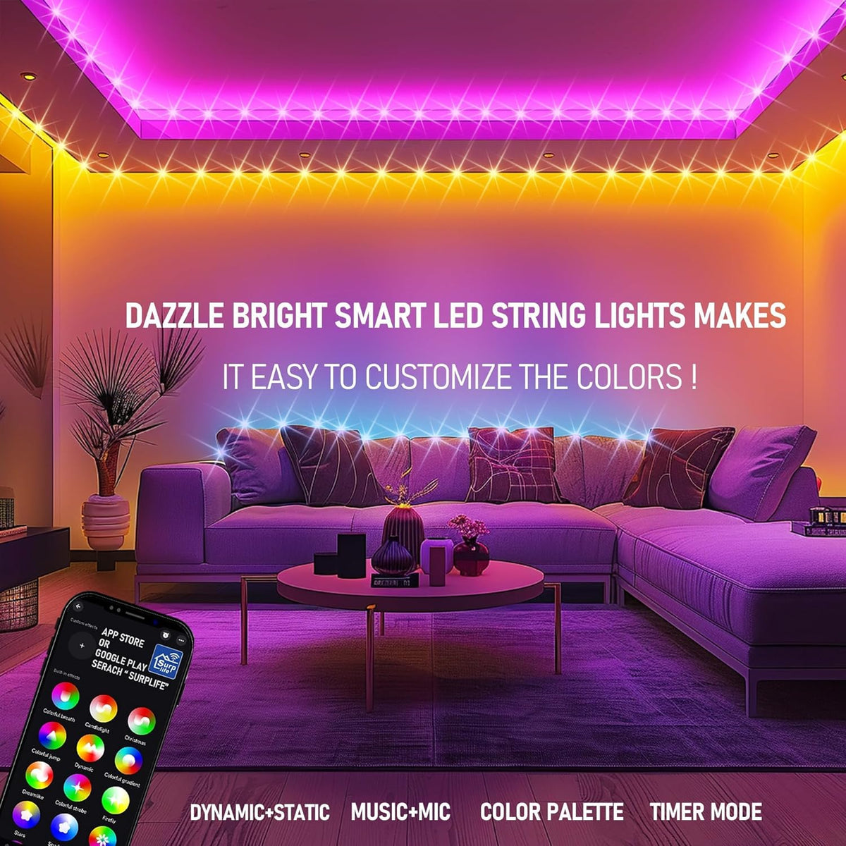 built-in high-sensitivity microphone for real-time music synchronization
