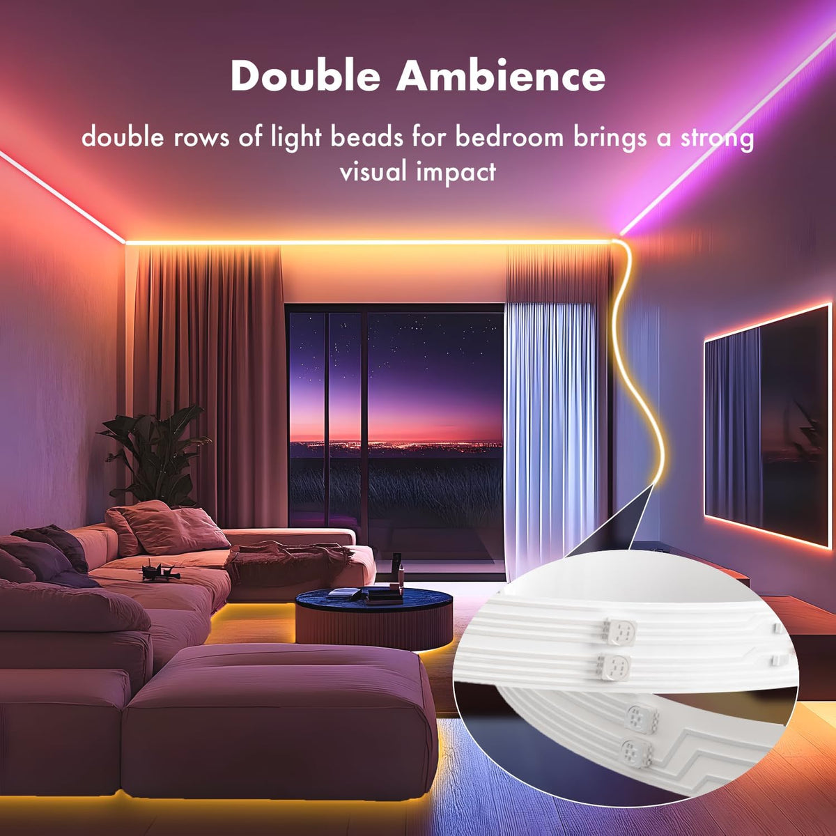 built-in high-sensitivity microphone with 6 music modes (energic, rhythm, spectrum, rolling, dynamic, calm)