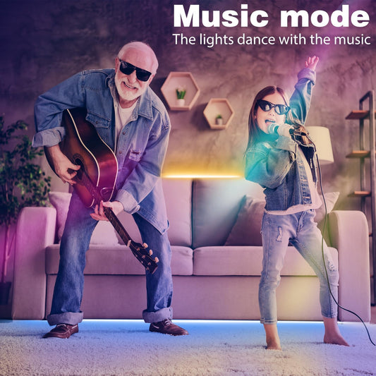 built-in high-sensitivity music sensor for real-time audio-reactive lighting
