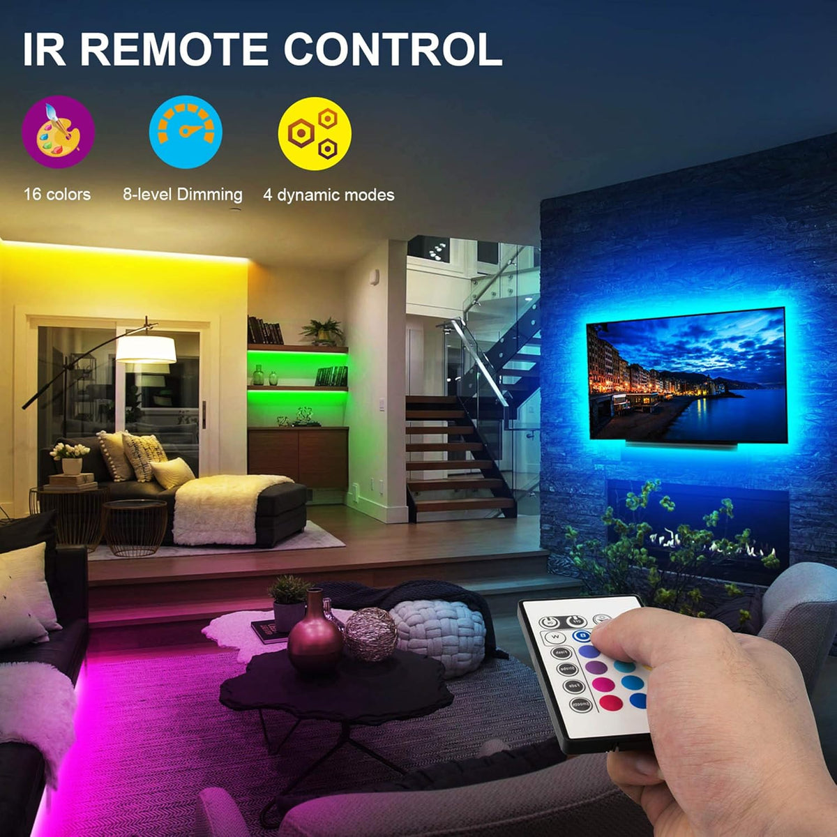 built-in memory function that recalls last brightness and color setting on activation