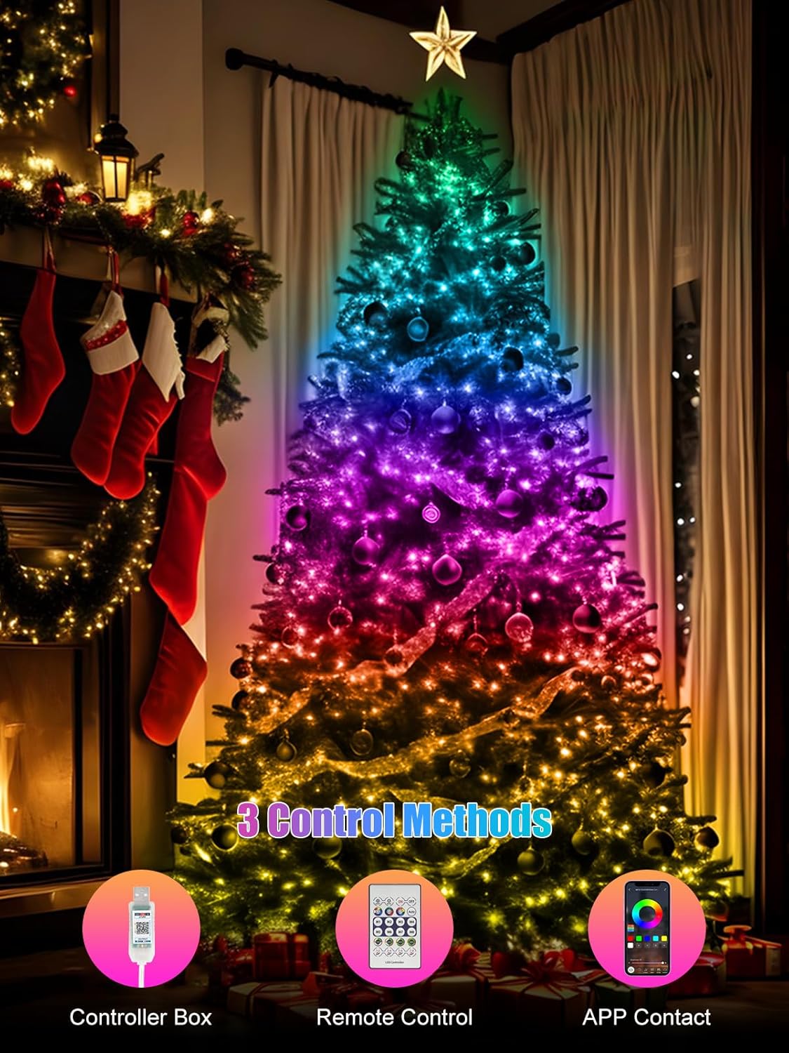 built-in microphone for music/voice sync color-changing effects