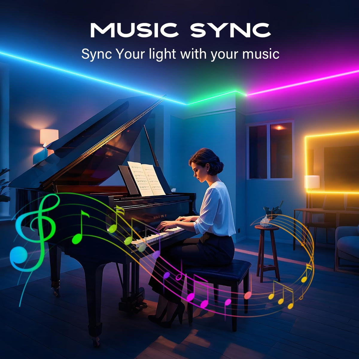 built-in music sync and sound-reactive microphone mode