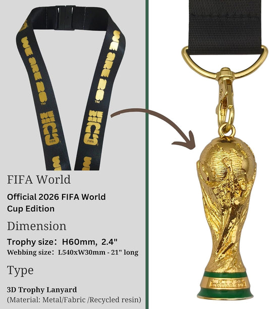 built-in trophy replica charm/attachment as a visible fan identifier