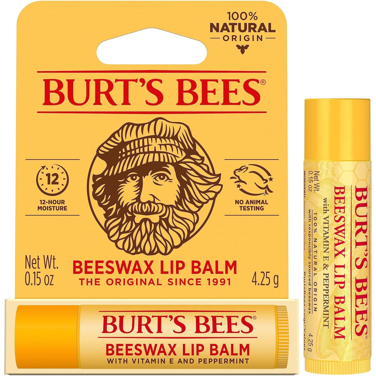 Burt's Bees 100% Natural Lip Balm – Clutter-Free Vanity Staple in a Simple Twist-Up Tube