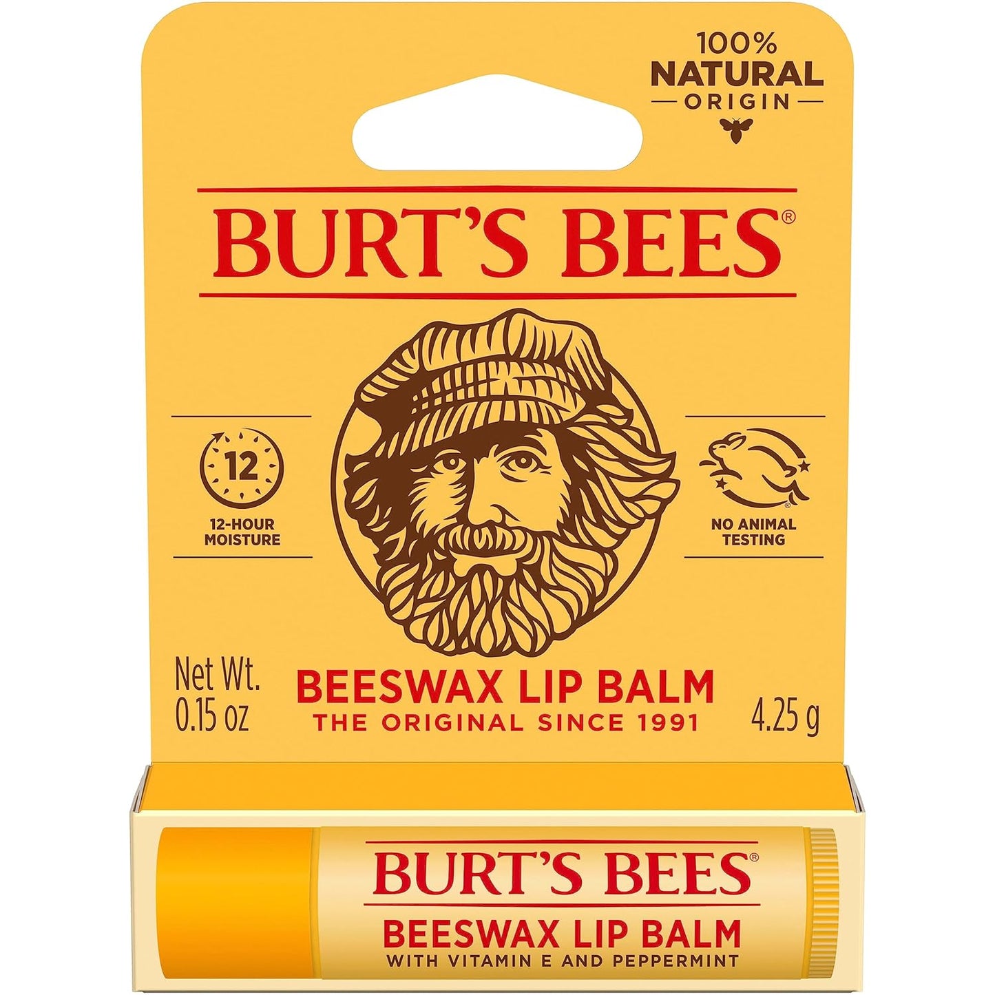 Burt's Bees 100% Natural Lip Balm – Clutter-Free Vanity Staple in a Simple Twist-Up Tube