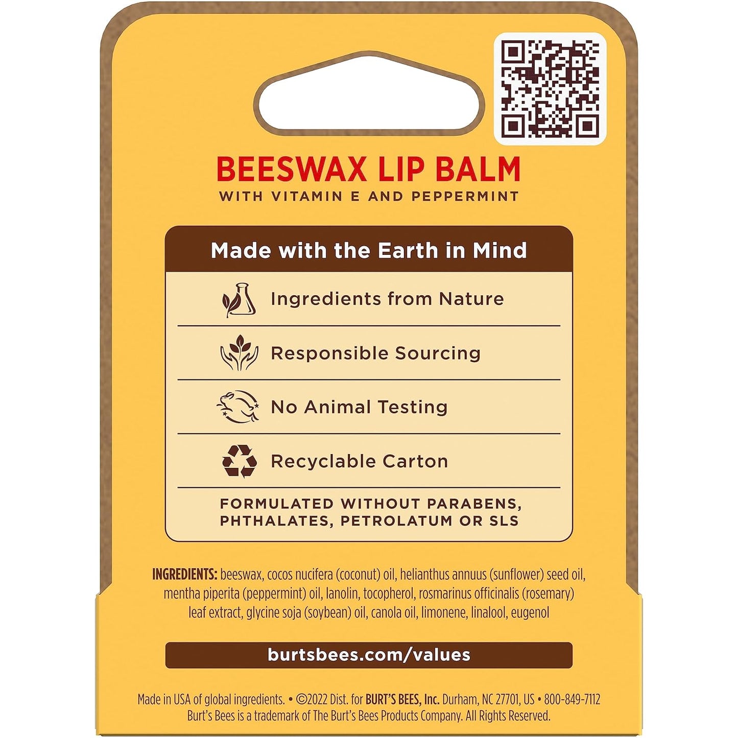 Burt's Bees 100% Natural Lip Balm – Clutter-Free Vanity Staple in a Simple Twist-Up Tube