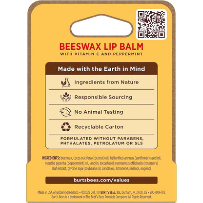 Burt's Bees 100% Natural Lip Balm – Clutter-Free Vanity Staple in a Simple Twist-Up Tube
