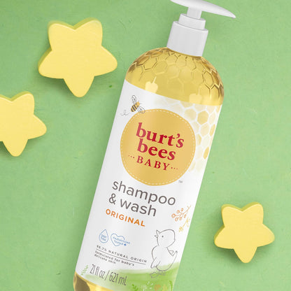 Burt's Bees Baby Shampoo & Wash – Tear-Free 2-in-1 for Sensitive Kids' Skin, 21 oz Pump Bottle