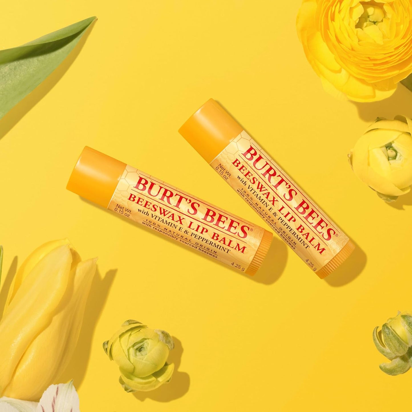Burt's Bees Beeswax Lip Balm 12-Pack – Simple Clean Lip Care for an Uncluttered Bathroom Vanity