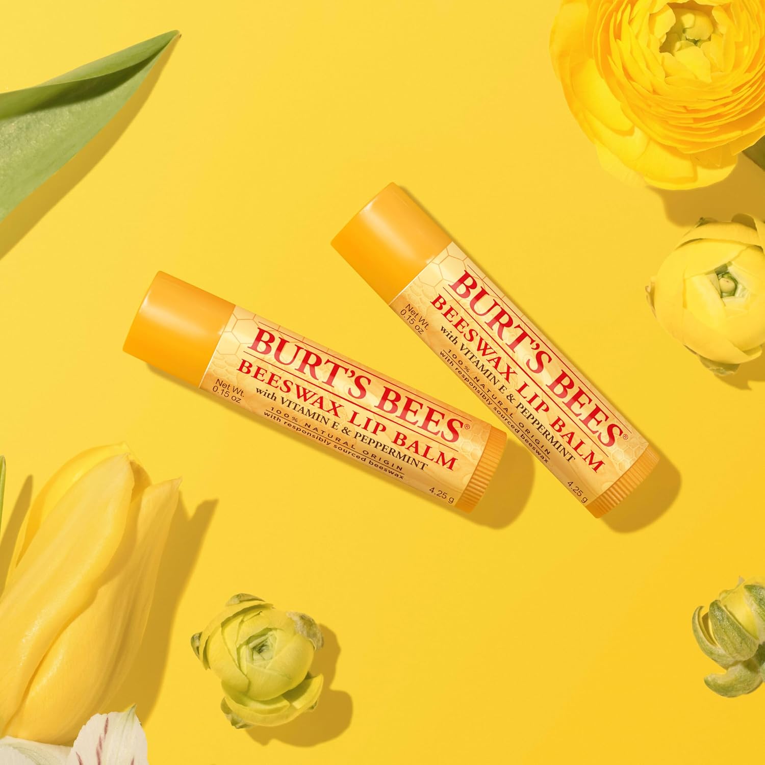 Burt's Bees Beeswax Lip Balm 12-Pack – Simple Clean Lip Care for an Uncluttered Bathroom Vanity