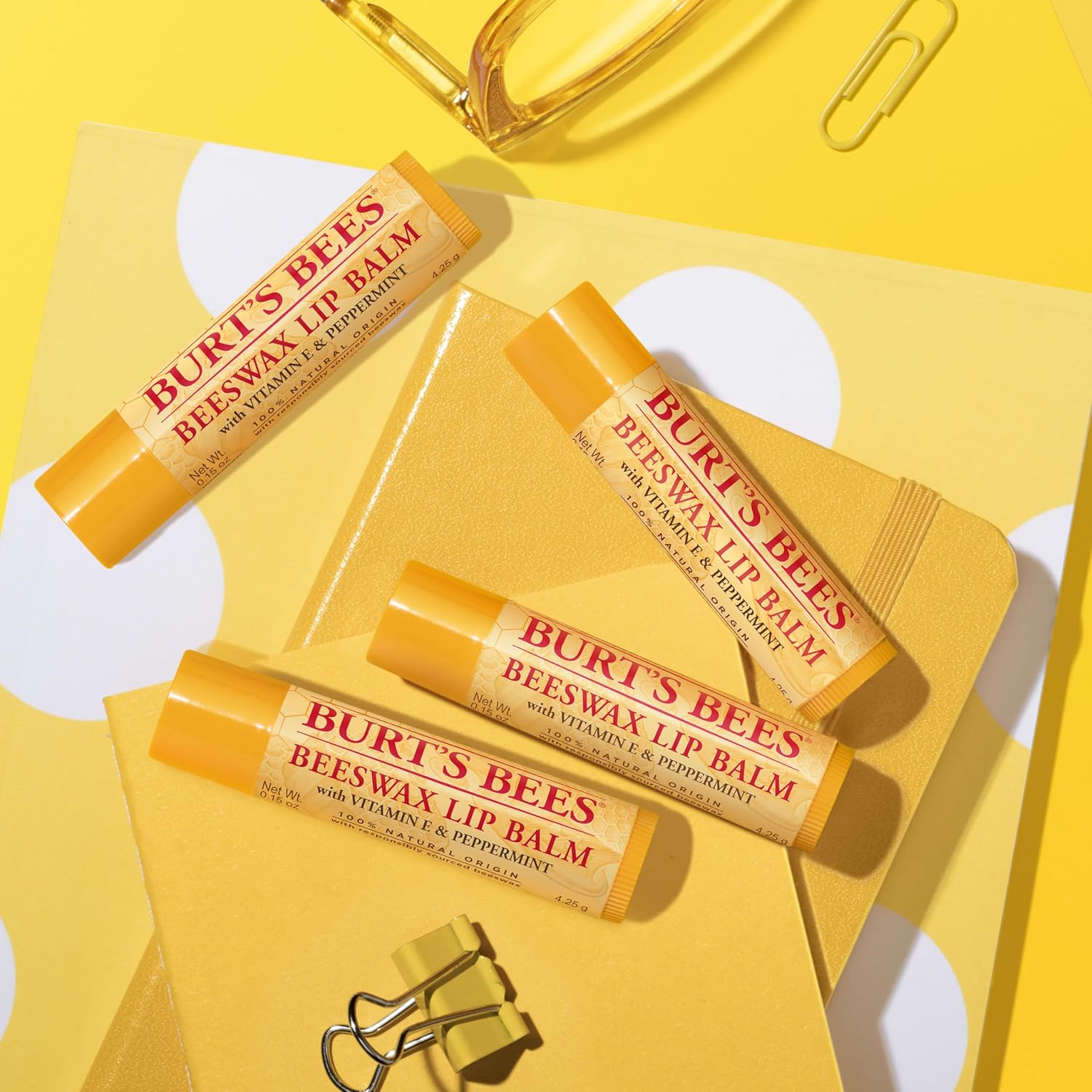 Burt's Bees Beeswax Lip Balm 12-Pack – Simple Clean Lip Care for an Uncluttered Bathroom Vanity