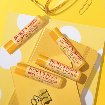 Burt's Bees Beeswax Lip Balm 12-Pack – Simple Clean Lip Care for an Uncluttered Bathroom Vanity