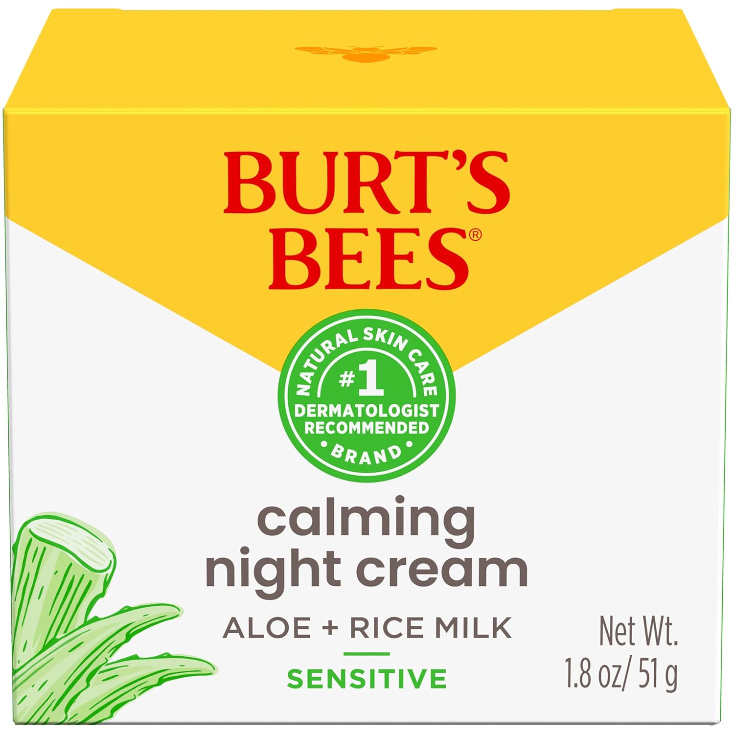 Burt's Bees Fragrance-Free Night Cream – Unfragranced Sensitive Skin Moisturizer for an Uncluttered, Ingredient-Focused Vanity