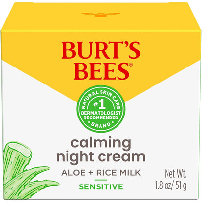 Burt's Bees Fragrance-Free Night Cream – Unfragranced Sensitive Skin Moisturizer for an Uncluttered, Ingredient-Focused Vanity