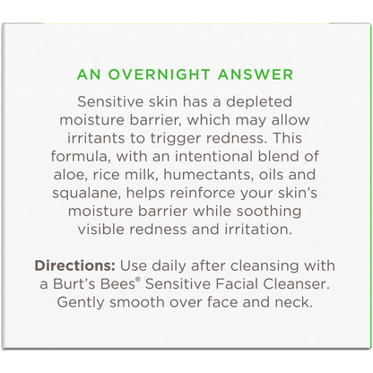 Burt's Bees Fragrance-Free Night Cream – Unfragranced Sensitive Skin Moisturizer for an Uncluttered, Ingredient-Focused Vanity