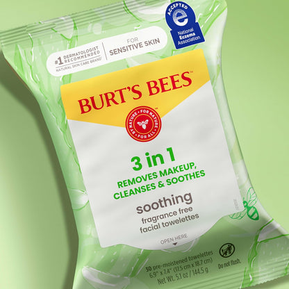 Burt's Bees Fragrance-Free Sensitive Skin Wipes – Hypoallergenic Cleansing Safe Around Kids and Pets