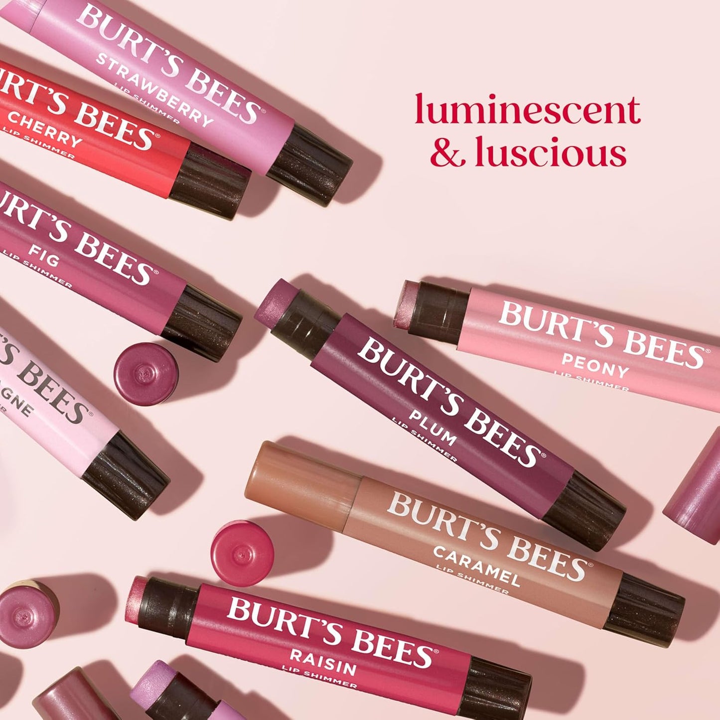 Burt's Bees Lip Shimmer Tinted Balm Trio – Thoughtful Birthday Gift for Her with Three Warm Shades