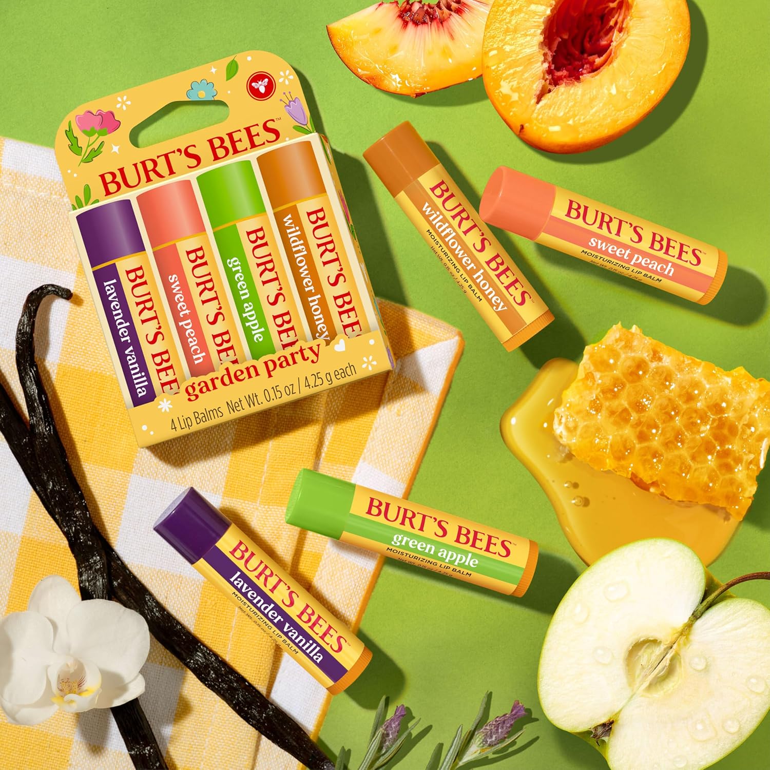 Burt's Bees Pocket-Sized Lip Balm 4 Pack – Travel Friendly Moisturizer for Hiking and Camping Trips