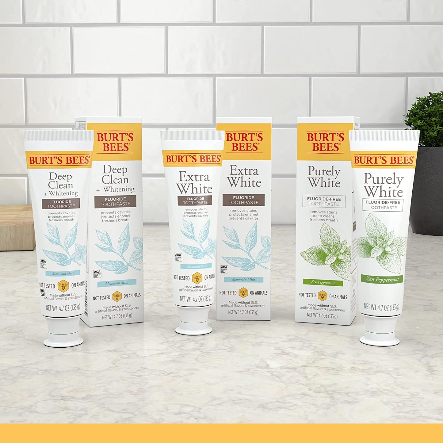 Burt's Bees Purely White Fluoride-Free Toothpaste Pack of 3 – Zen Peppermint Natural Gift for a Wellness Friend or New Homeowner
