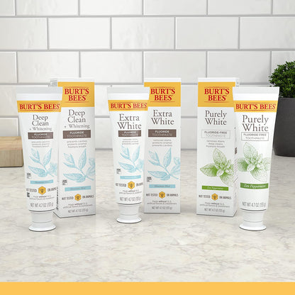 Burt's Bees Purely White Fluoride-Free Toothpaste Pack of 3 – Zen Peppermint Natural Gift for a Wellness Friend or New Homeowner